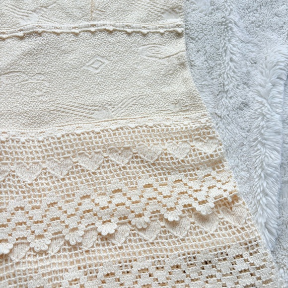 100% Cotton Lace Knit Tank XS | Boho Cottagecore Textured Cream Summer Top - Picture 7 of 9